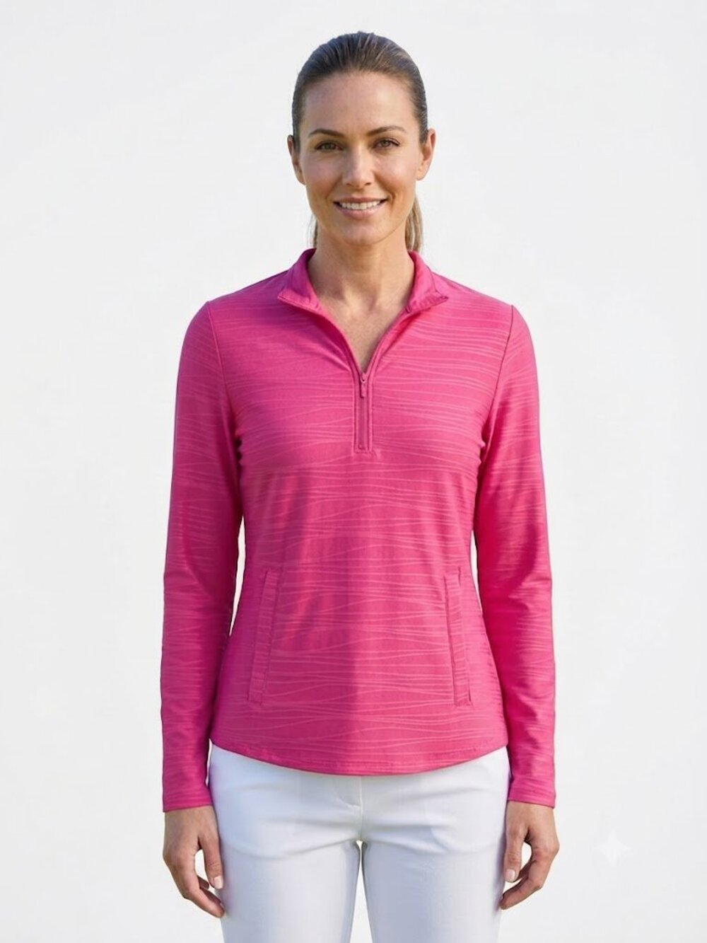 Tommy Bahama Women's Half-Zip Active Pullover Pink Striped Golf Lightweight Smal